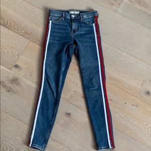 Topshop High-Waited side stripe Jamie Jeans